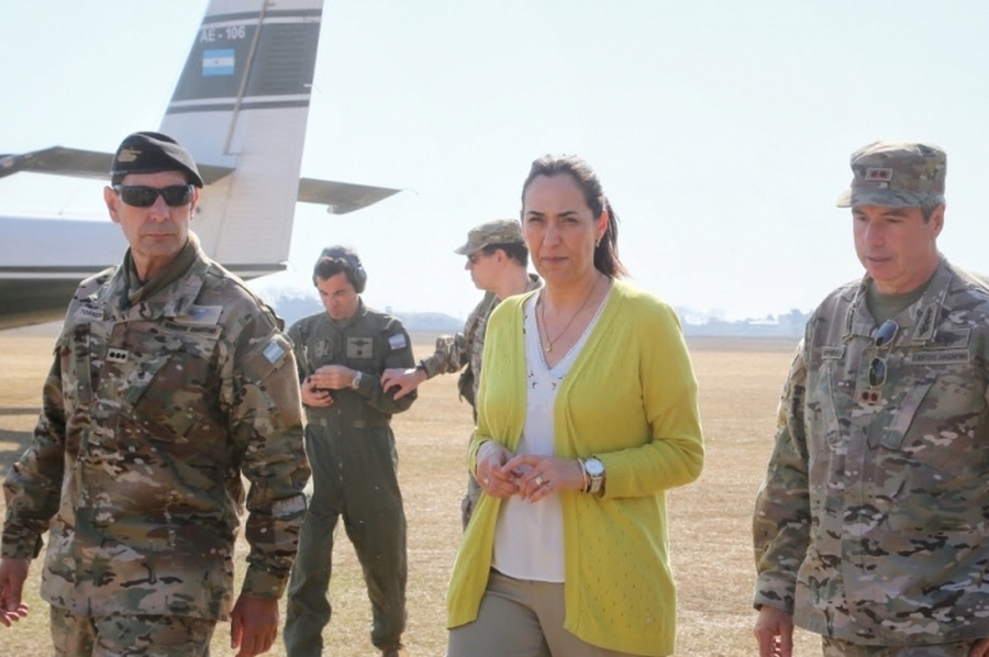 La ministra de Ambiente y el jefe de las Fuerzas Armadas sobrevolaron la zona de incendios en el Delta