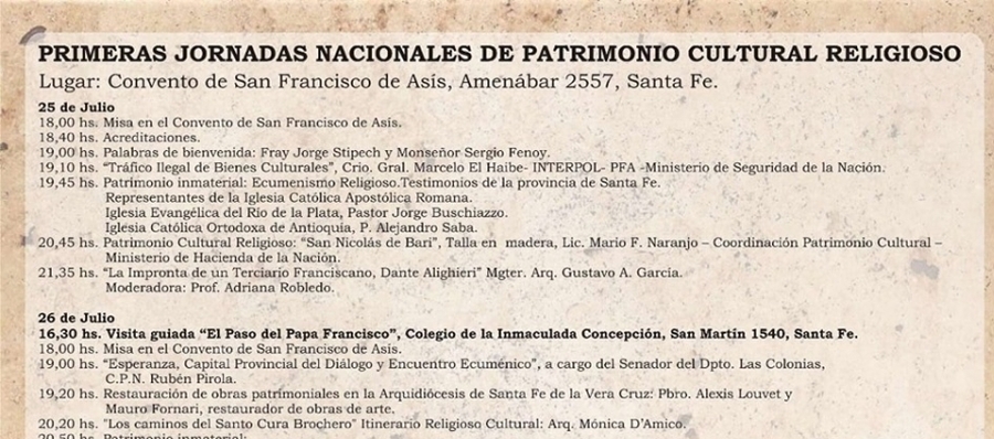 Primeras Jornadas Nacionales de Patrimonio Cultural Religioso