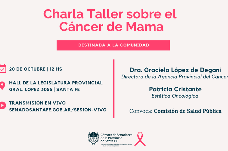 El Senado brindará una charla taller sobre el cáncer de mama destinada a la comunidad
