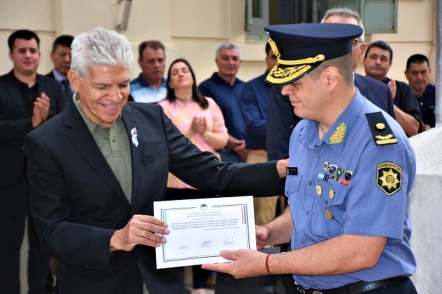 Baucero participó del acto por los 139 años de la Unidad Regional XIV de San Javier