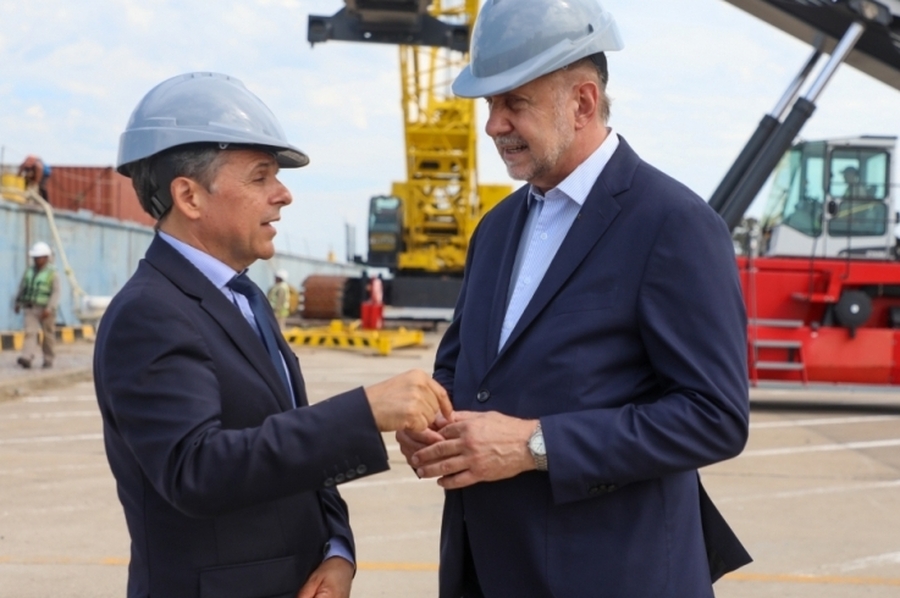 Perotti y Giuliano recorrieron las obras en el Puerto de Santa Fe