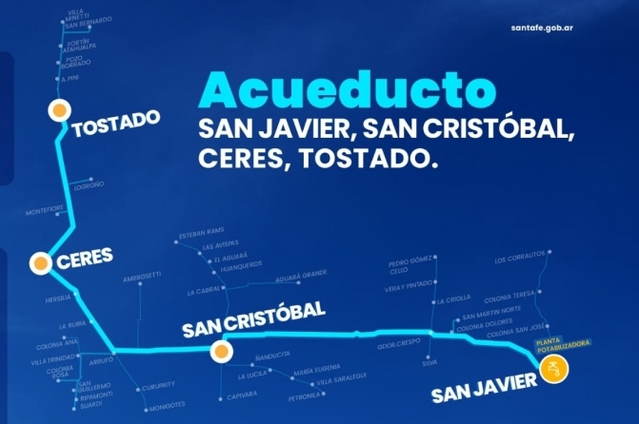 La obra del Acueducto San Javier-San Cristóbal-Ceres-Tostado beneficiará a más de 100.000 vecinos del norte provincial