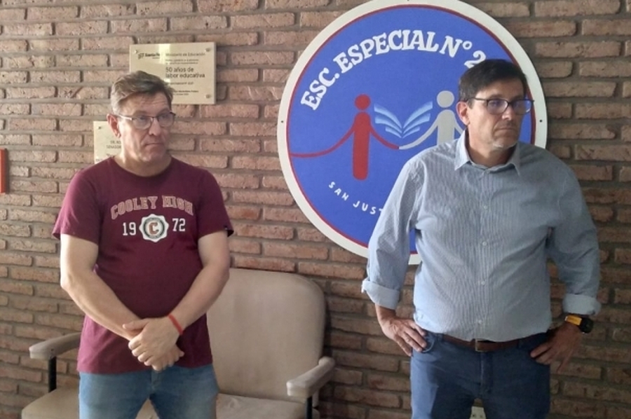 Borla y Goity recorrieron obras en instituciones educativas del departamento San Justo