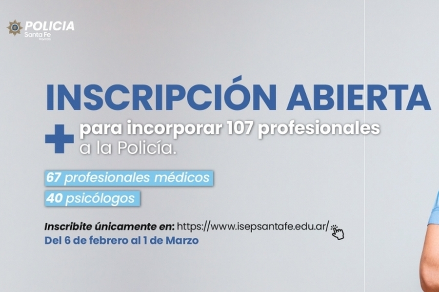Se abre la convocatoria para el ingreso de médicos y psicólogos a la Policía